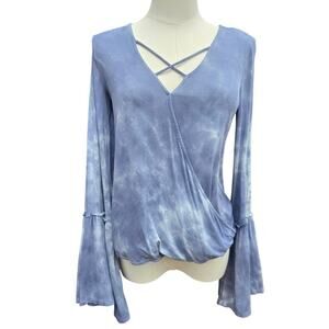 American Eagle Womens Tie-Dye Top XS Bell Sleeve Boho Bohemian Hippie Festival